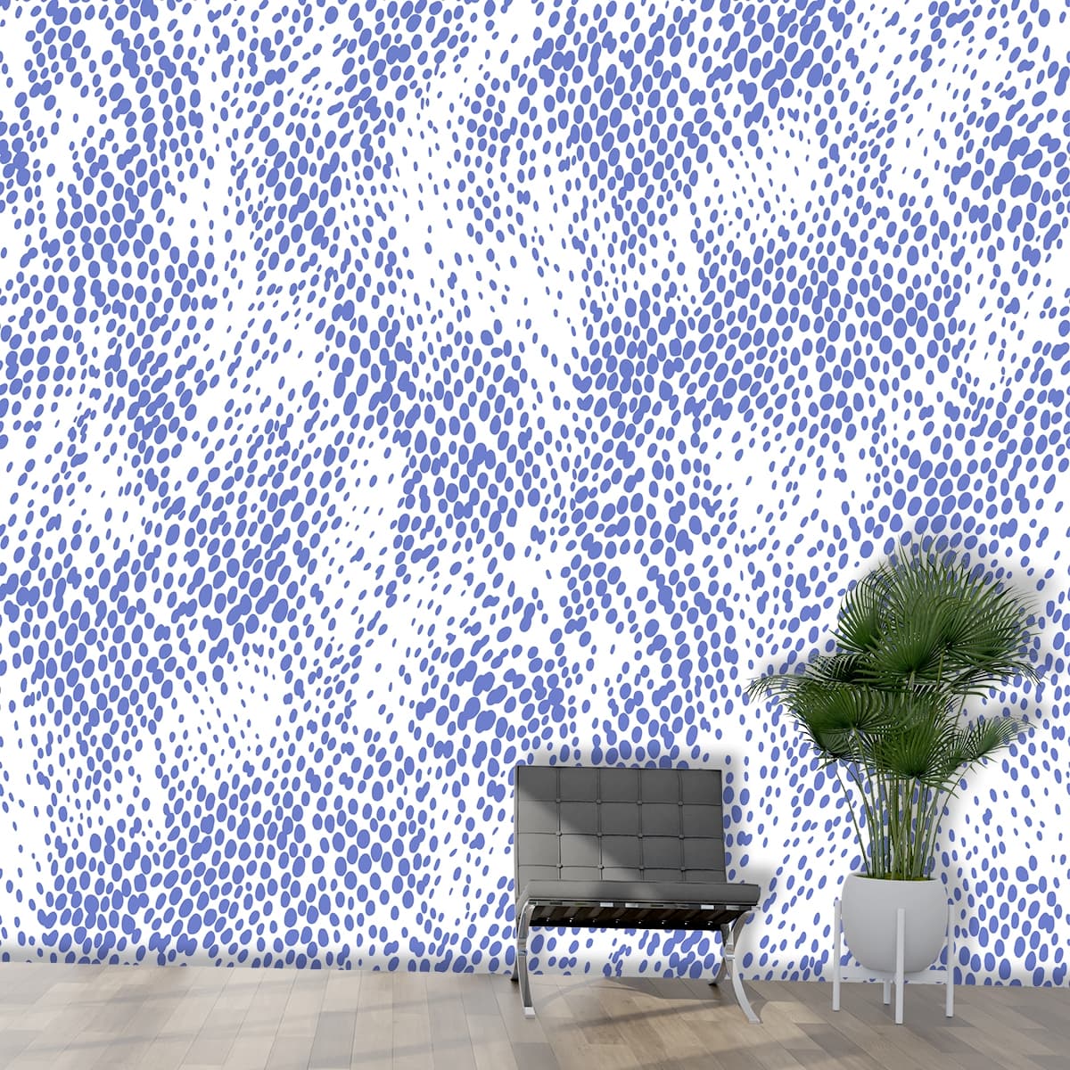 Indigo Blue Pattern Wallpaper for Walls shown in a room