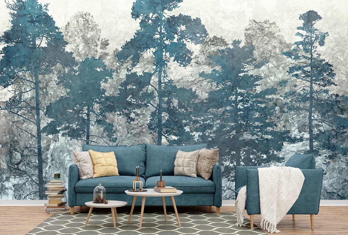 Pine Forest Wallpaper for Walls shown in a room