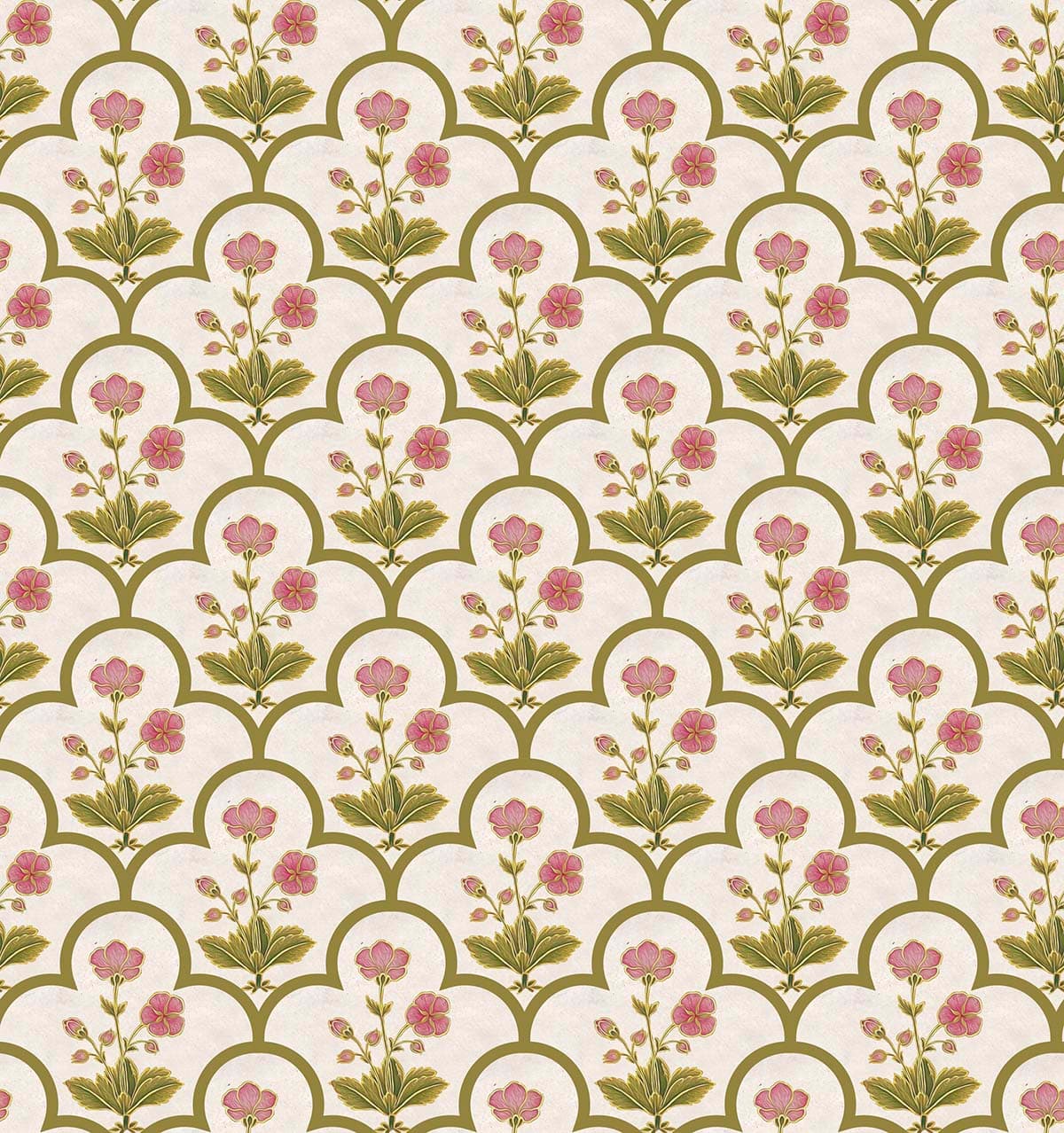 A Seamless Wallpaper Pattern for Wall of Flowers and Leaves pattern detail