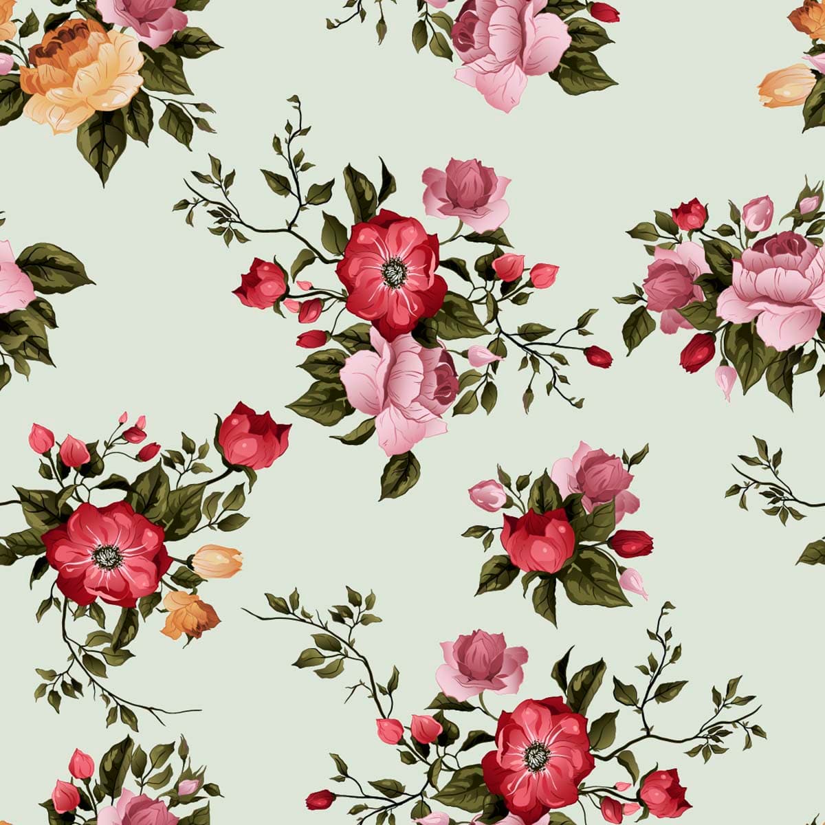 A pattern of flowers on a light background pattern detail