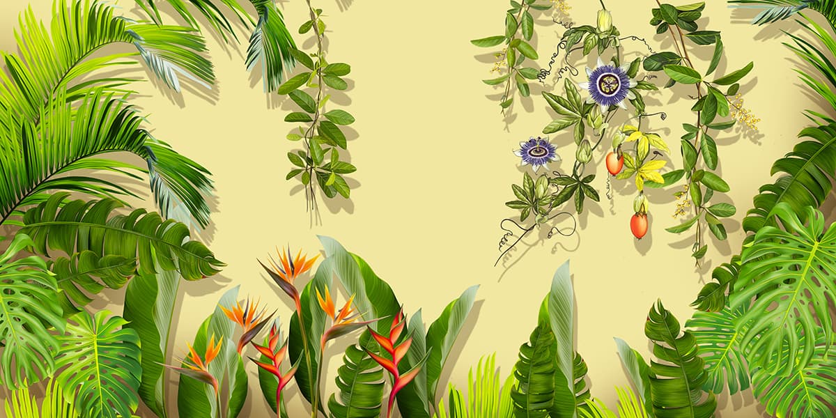 A wallpaper with plants and flowers pattern detail