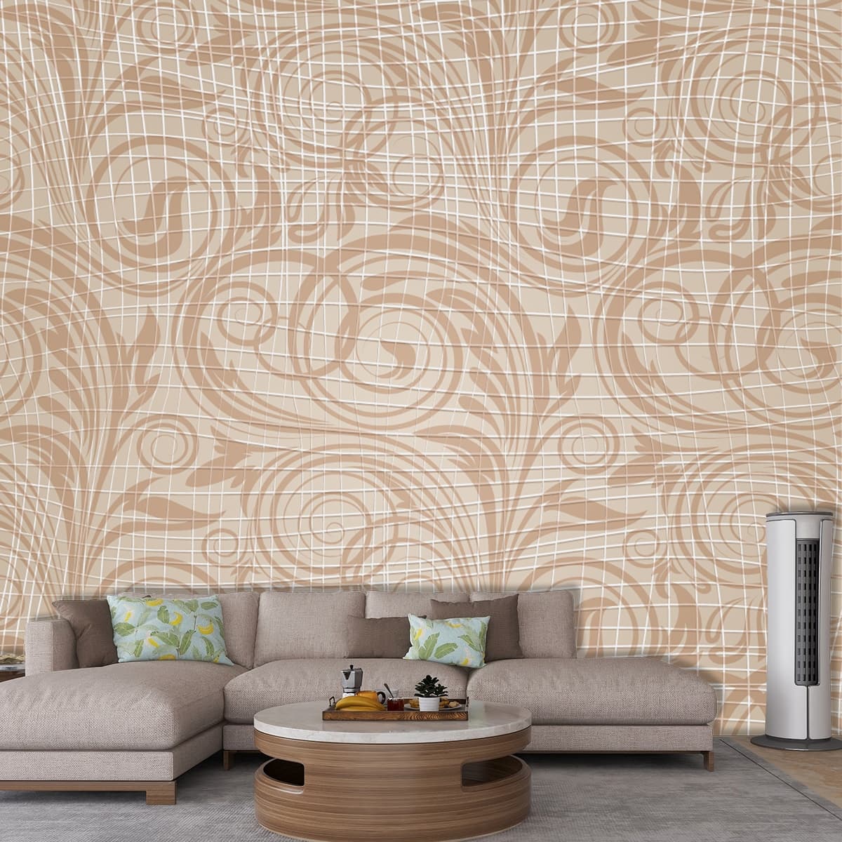 Detailed Pattern Texture Close-Up Design wallpaper shown in a room