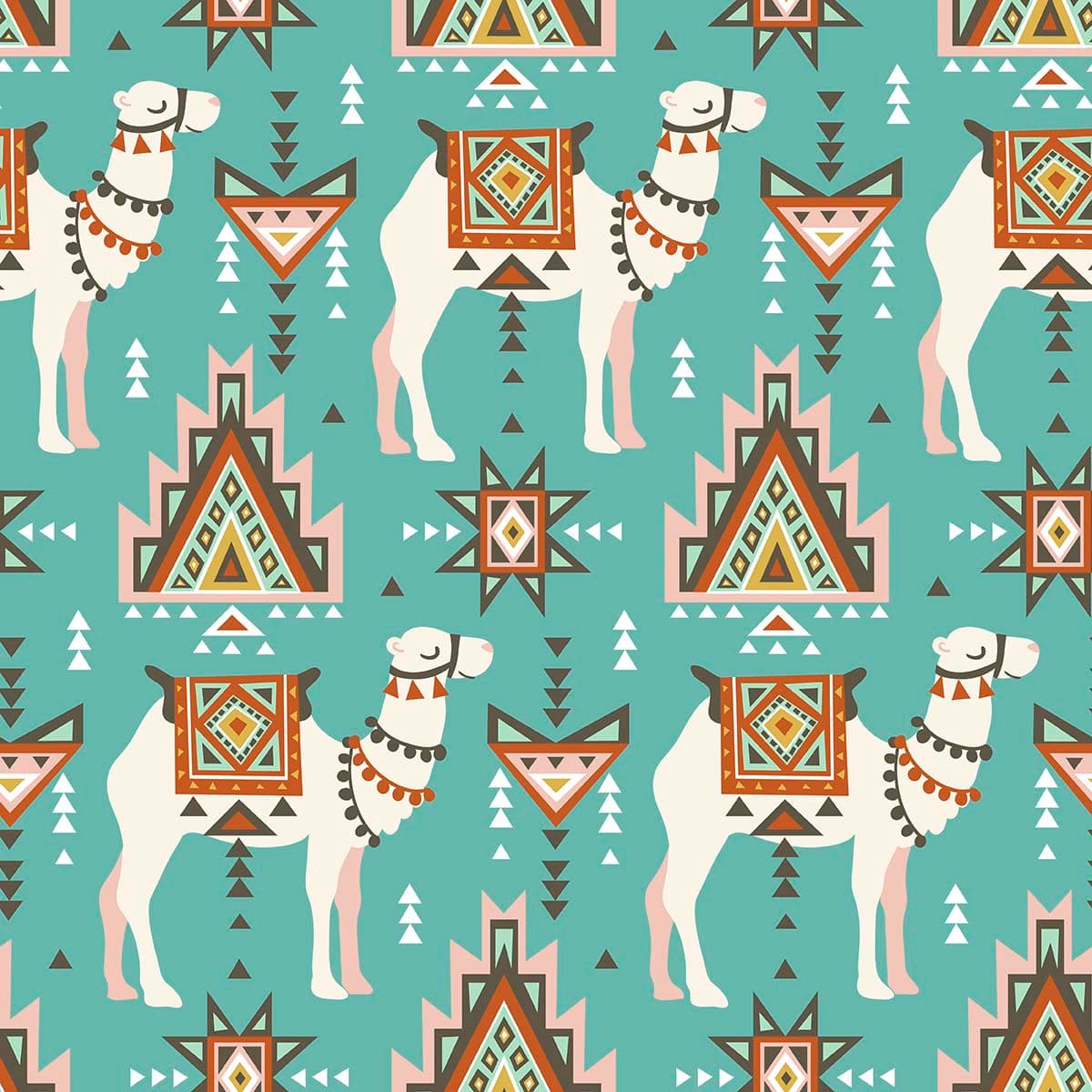 Ethnic Geometric Camel Wallpaper pattern detail