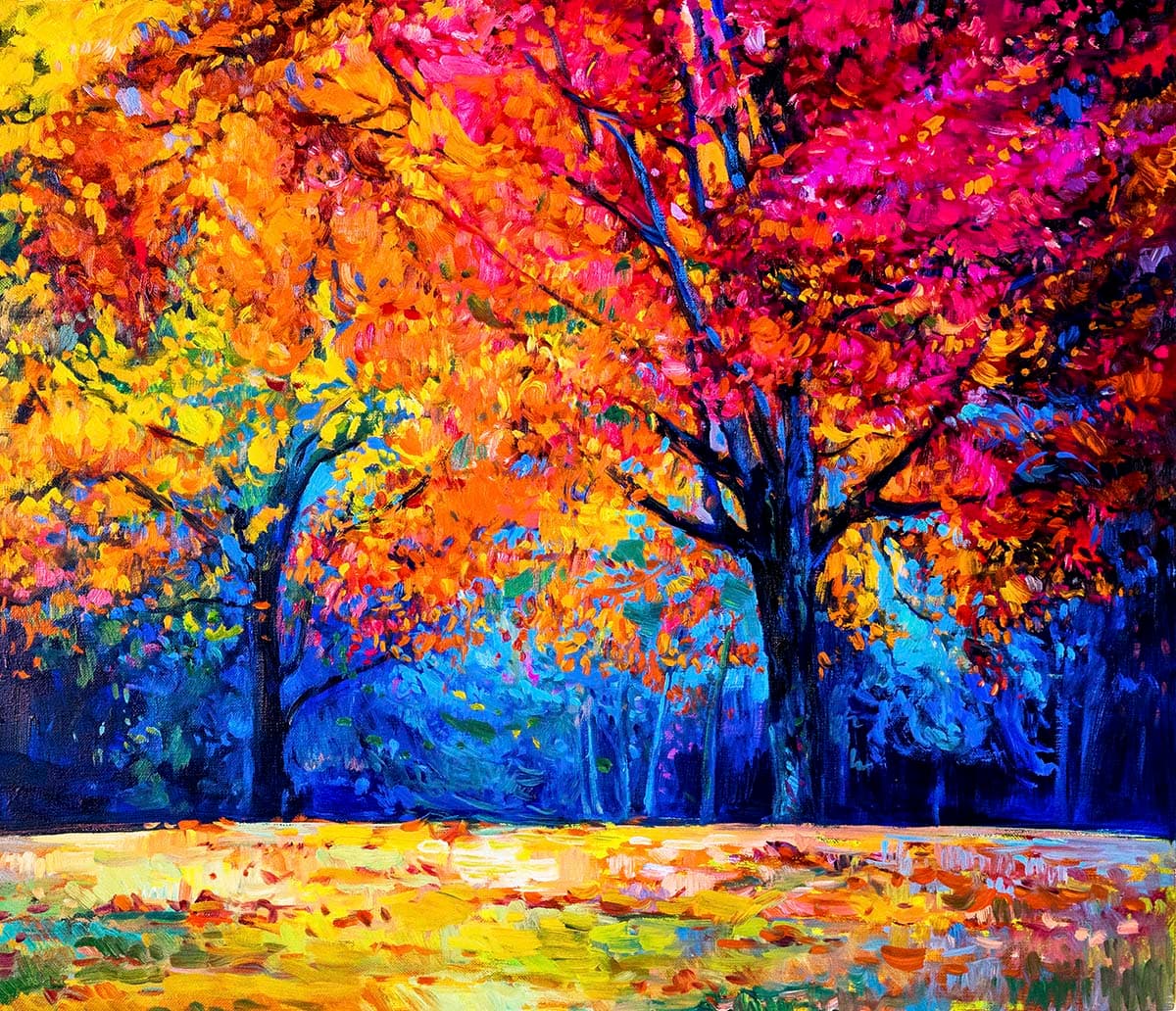 Colorful Leaves Tree Artistic Landscape wallpaper pattern detail