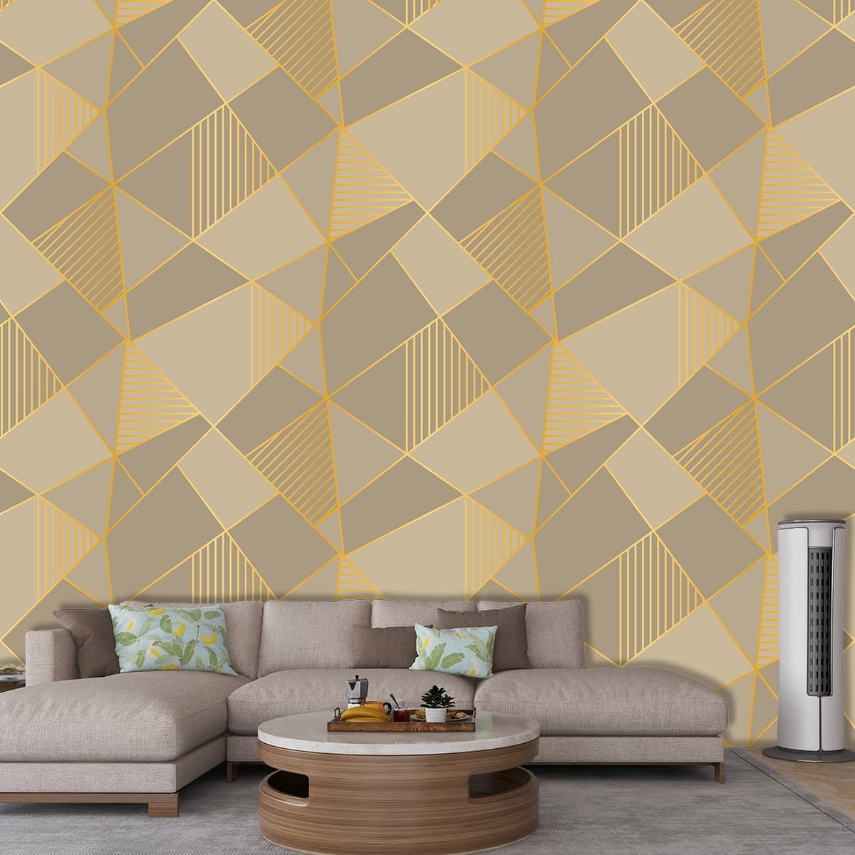 A Wallpaper of Geometric Pattern for Wall shown in a room