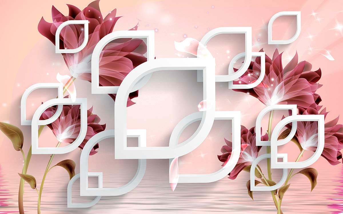 A white frames with flowers pattern detail