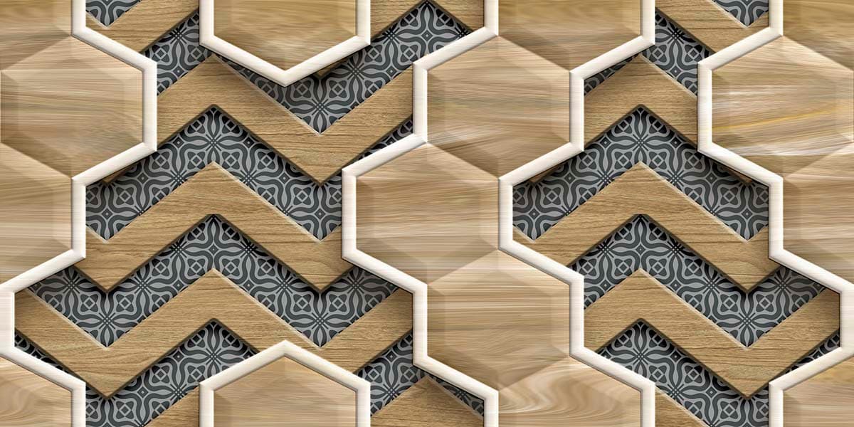 Stylish Wooden Hexagon 3D Texture Design Wallpaper pattern detail