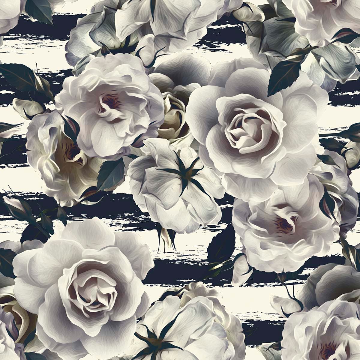 White Flower Pattern Elegant Wall Mural Wallpaper pattern detail