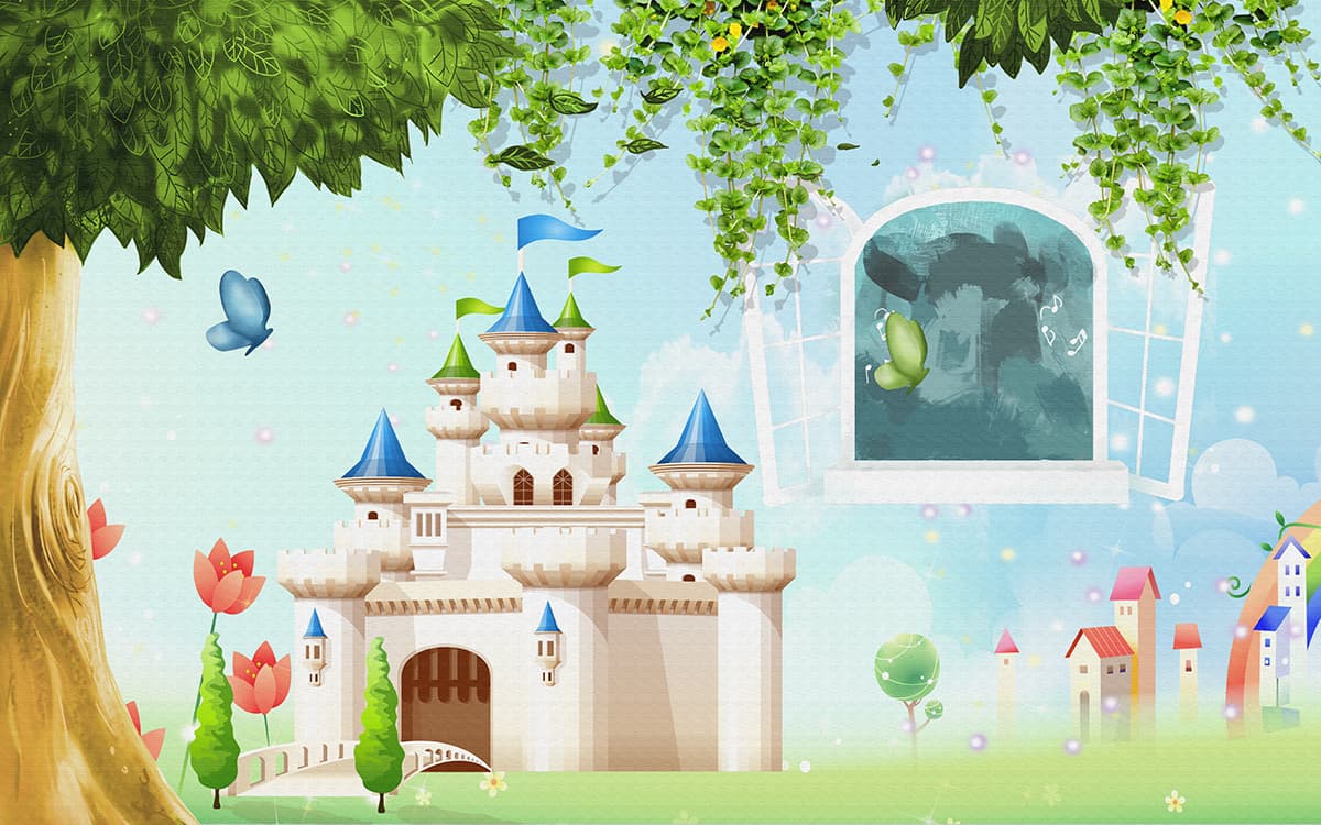 Dreamy Fairytale Castle Wallpaper pattern detail