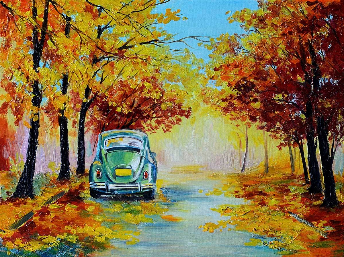 Elegant Artistic Road Trip Nature Art Wallpaper pattern detail
