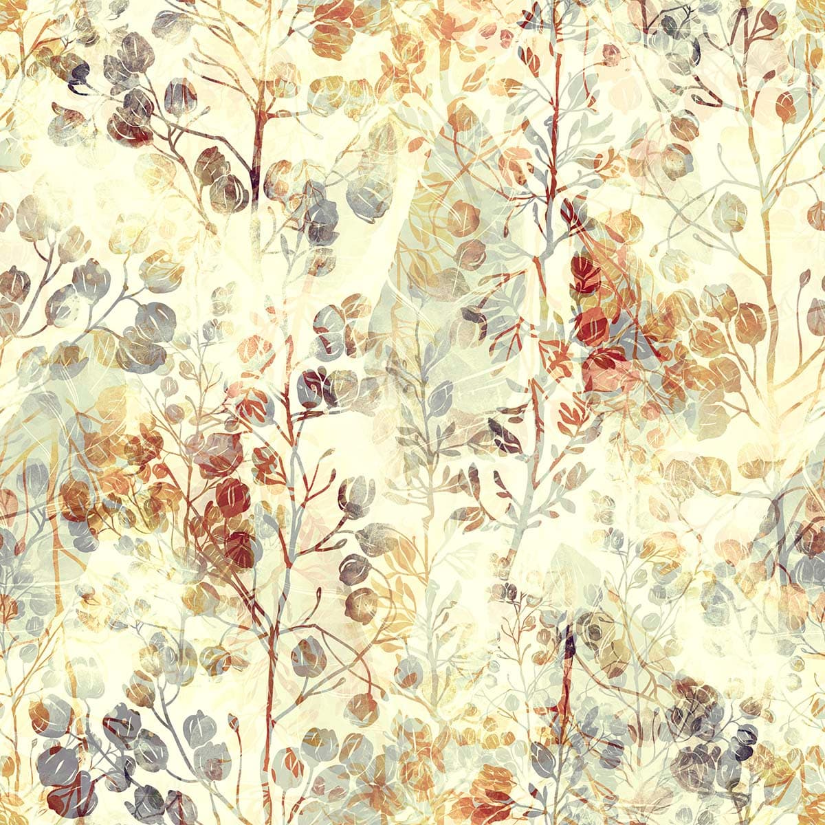 Nature-Inspired Floral Leaf Pattern Wallpaper pattern detail