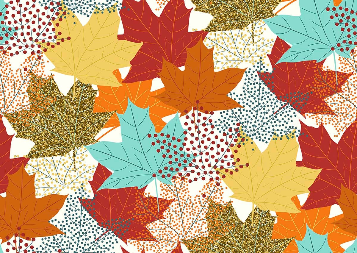 Radiant Maple Colorful Leaf Wallpaper Mural pattern detail