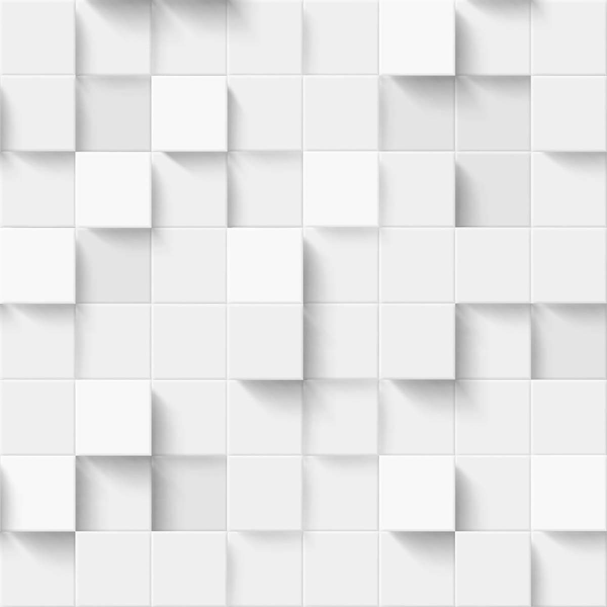 3d White Square Tiles Wallpaper pattern detail