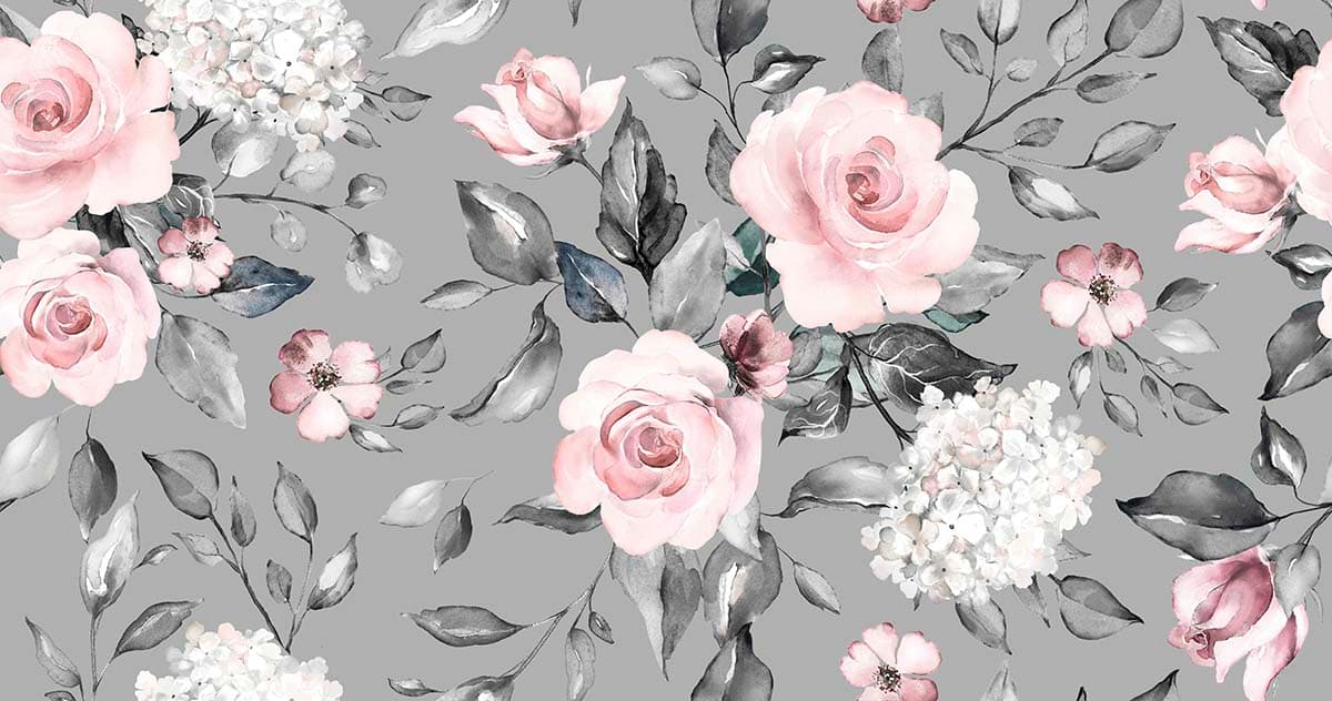 Vintage Pink Roses Wallpaper for Home pattern detail