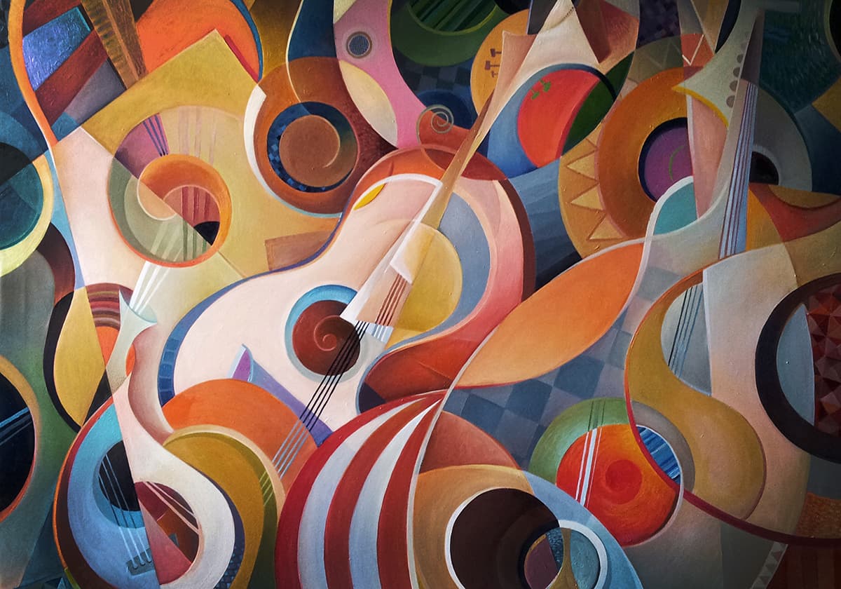 Guitar Painting Music Theme Artistic Design wallpaper pattern detail