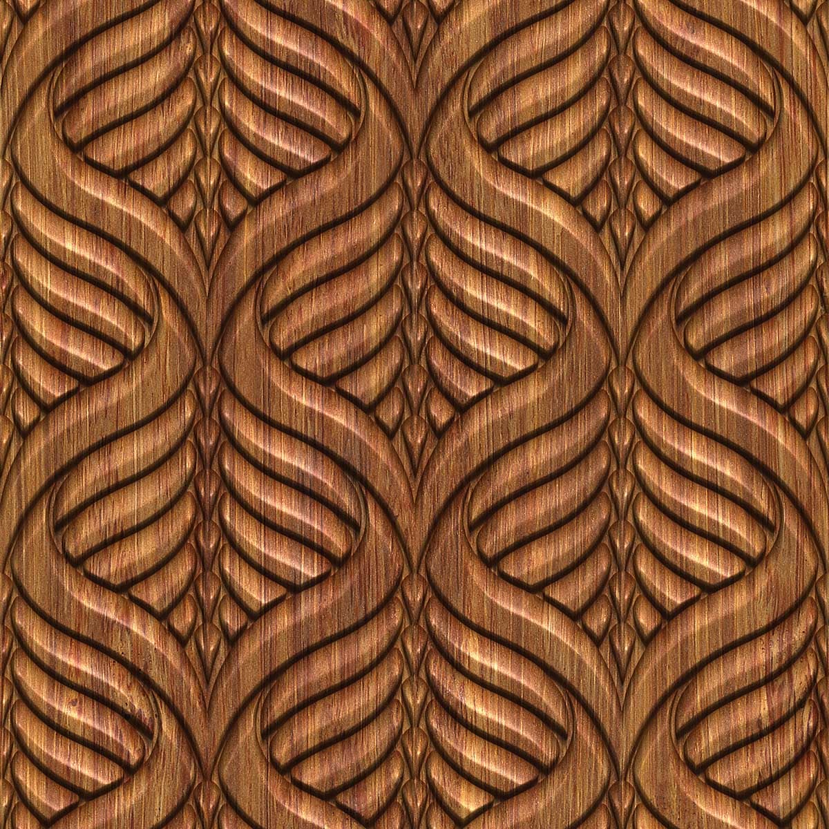 A close up of a carved wood panel pattern detail