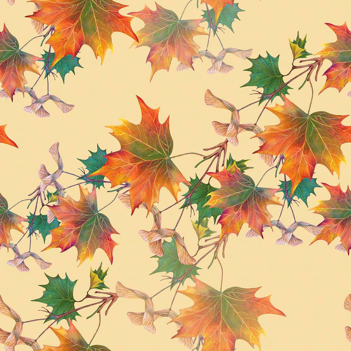 Colorful Pattern Leaves Wallpaper pattern detail
