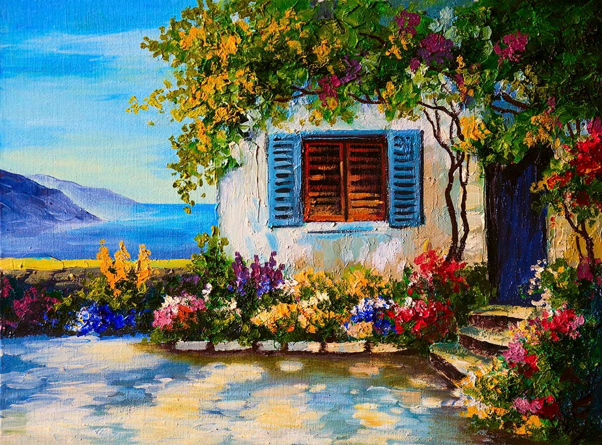 Nature Inspired Cottage with Floral Garden Wallpaper pattern detail