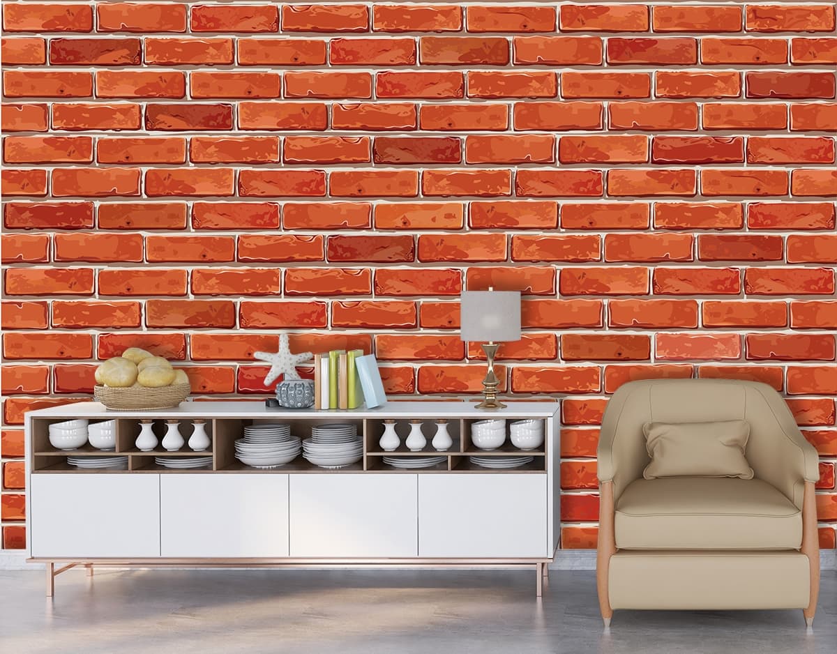 Brick Wallpaper for Bedroom shown in a room