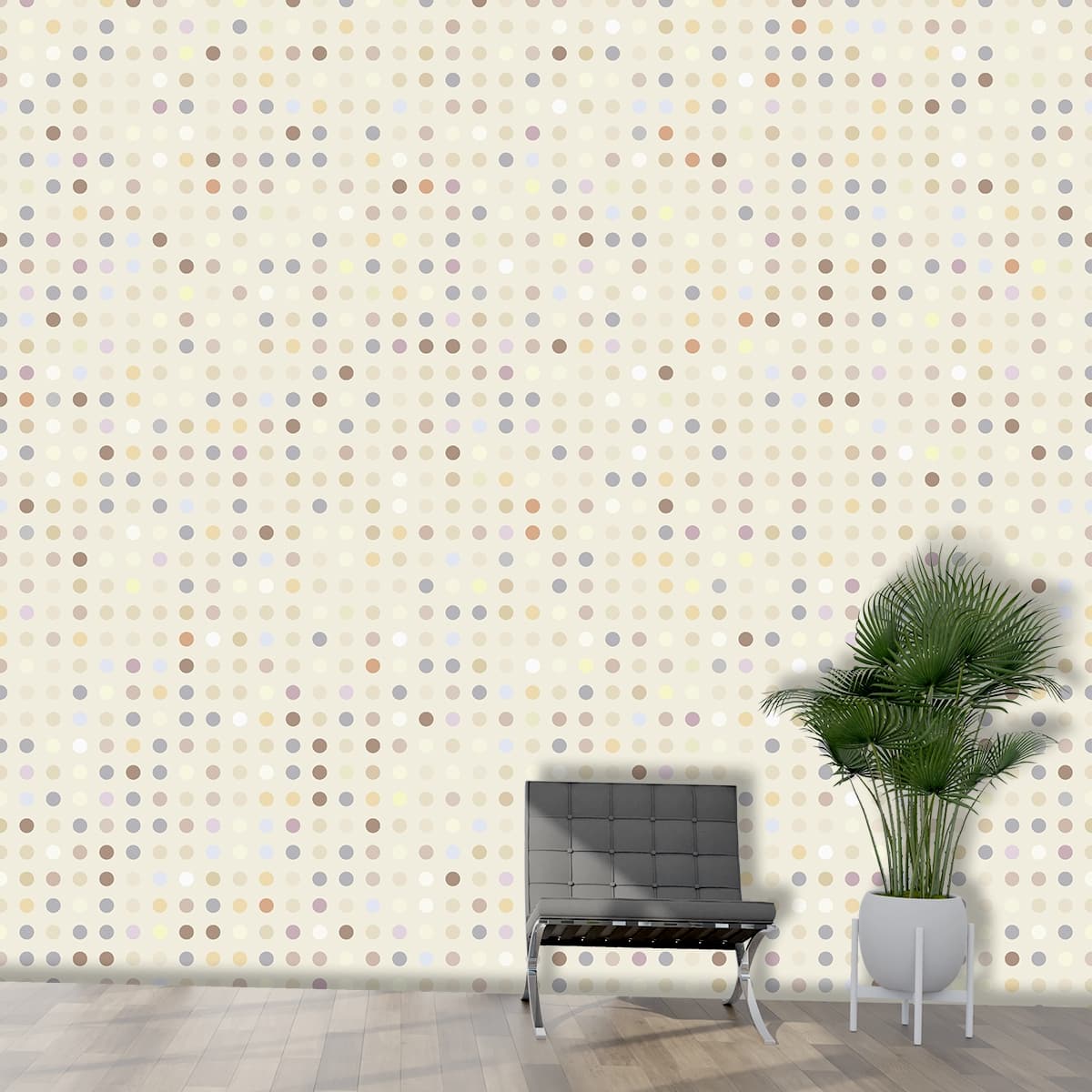 Elegant White Tiny Dots Pattern Style Wallpaper shown in a room