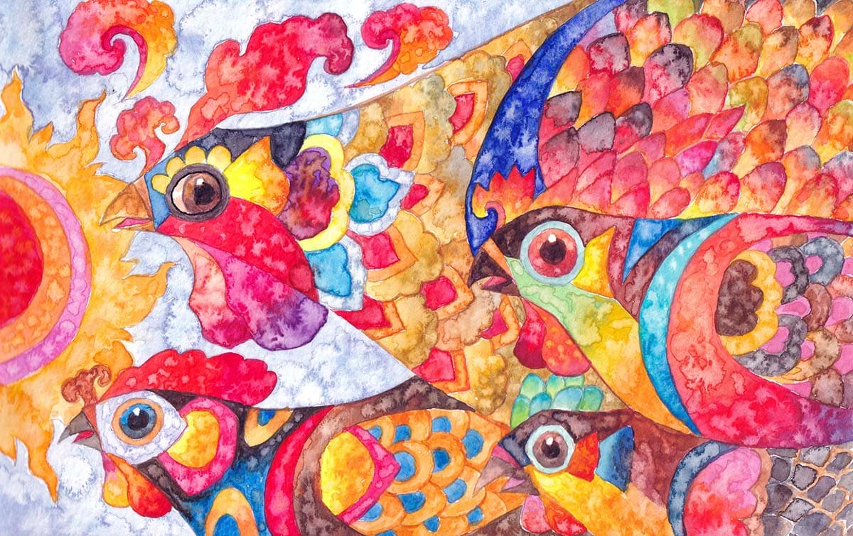 Modern Expressionist Bird Wallpaper pattern detail