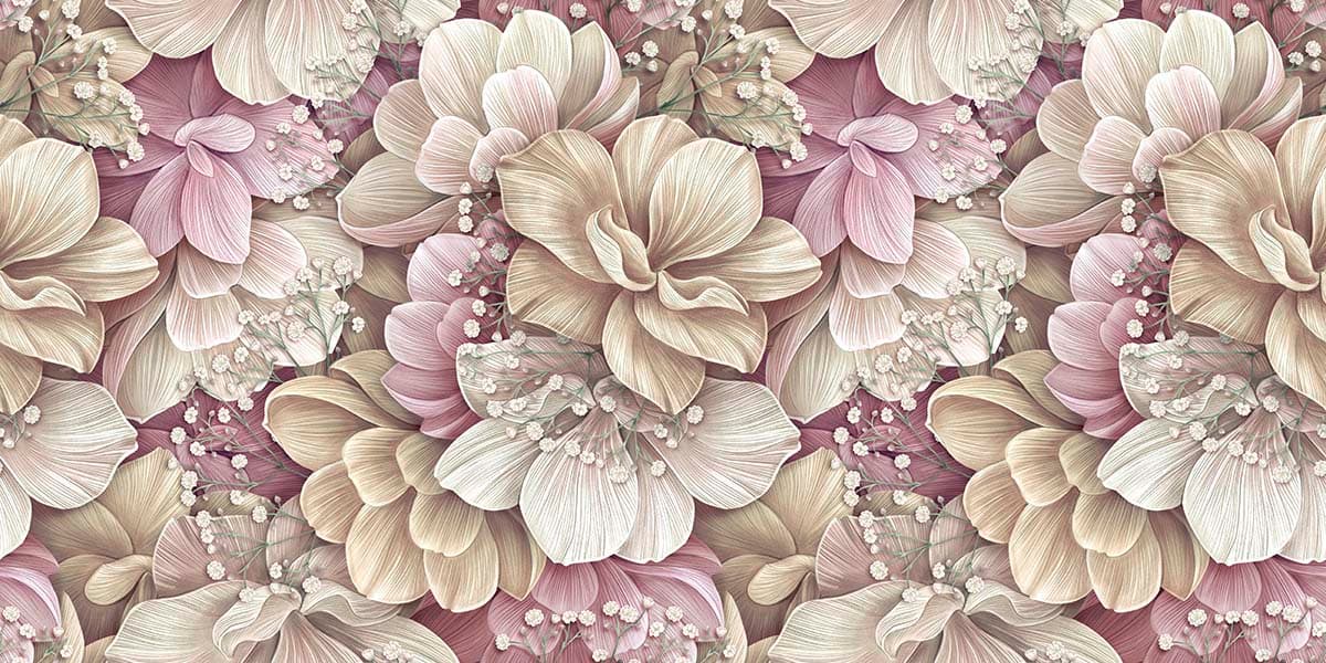 A Seamless Wallpaper of Vintage Flowers pattern detail