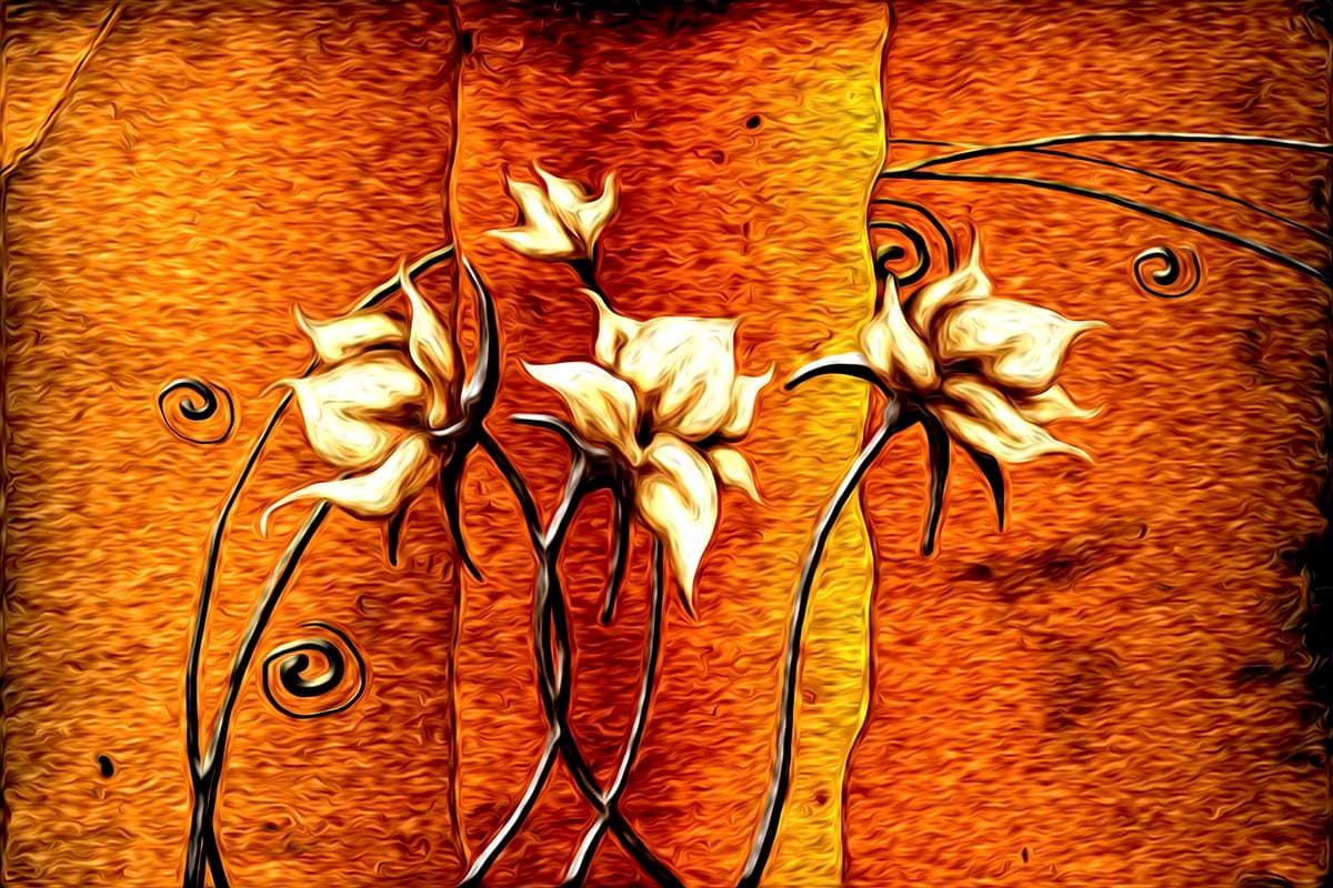 Floral Painting on Wall Artistic Wall Mural Wallpaper pattern detail