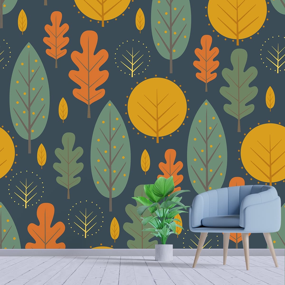 Colorful Background Leaf Wallpaper Mural shown in a room