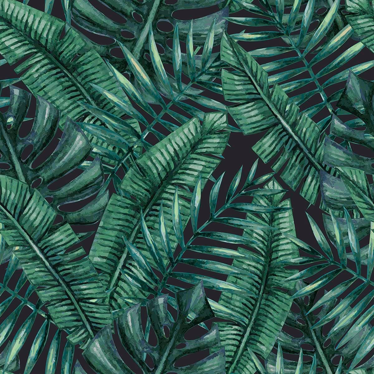 Living Room Wallpaper - Pattern of green leaves pattern detail