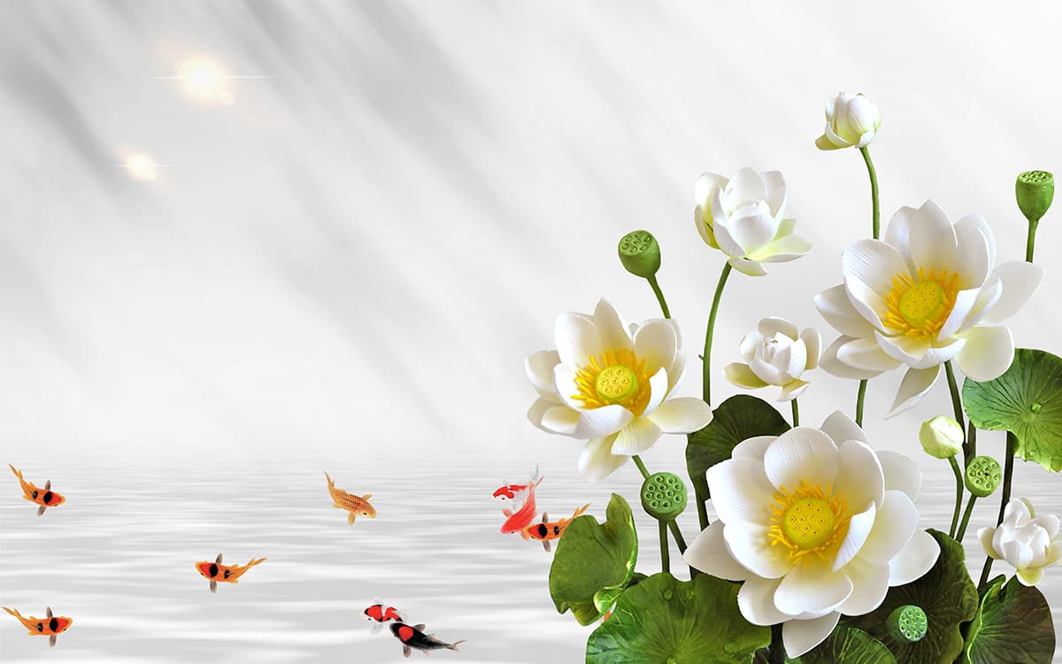 Simple 3D Style Silver Flora on Stripe Wall Wallpaper pattern detail