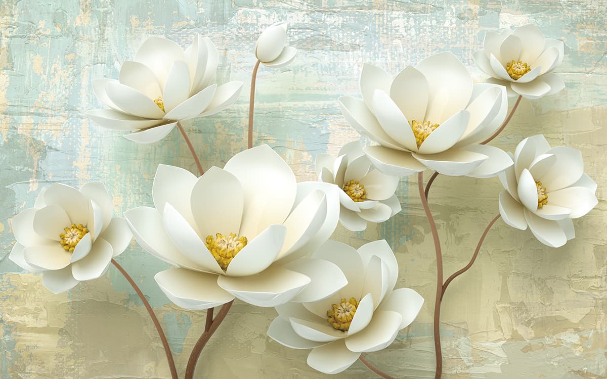 White Magnolia on Grunge Background Wallpaper pattern detail