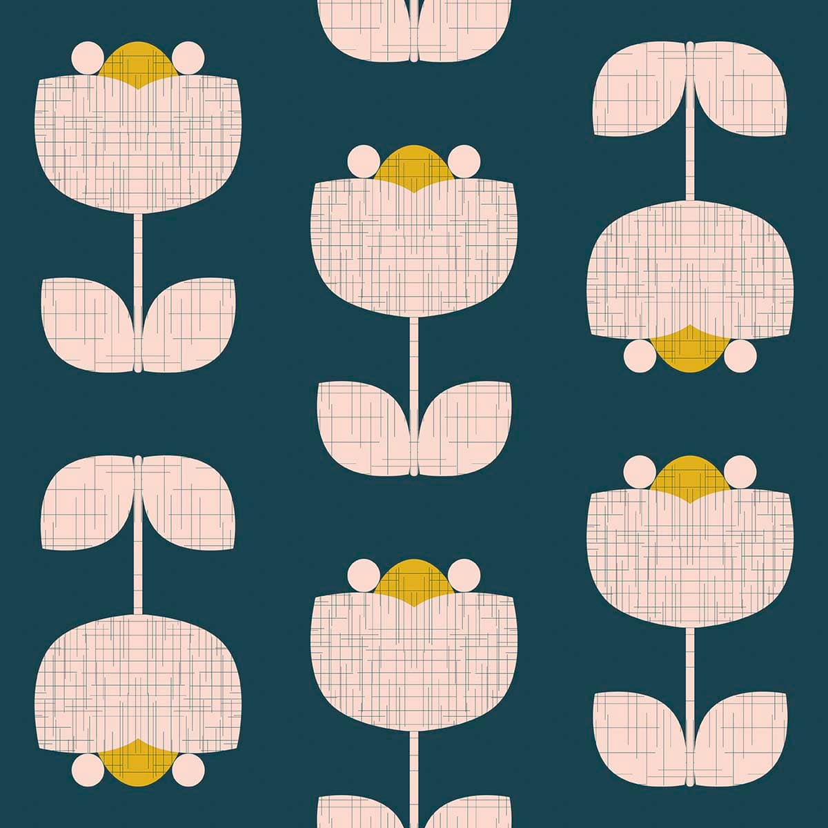 Geometric Pattern Flowering Arboretum Wallpaper pattern detail