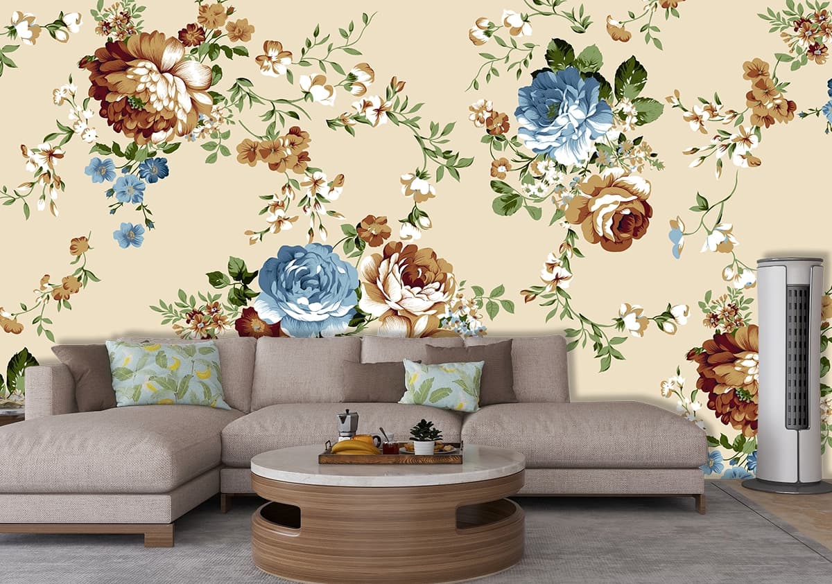 Whimsical Wildflower Wonderland Wallpaper for Home shown in a room