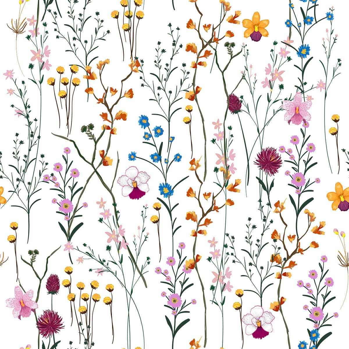 A Flower Haven Harmony Wallpaper pattern detail