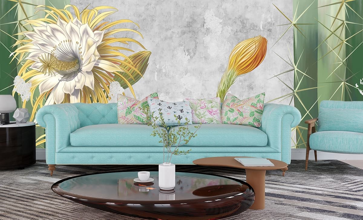 The Beginning of Spring in an Golden Way Wallpaper shown in a room