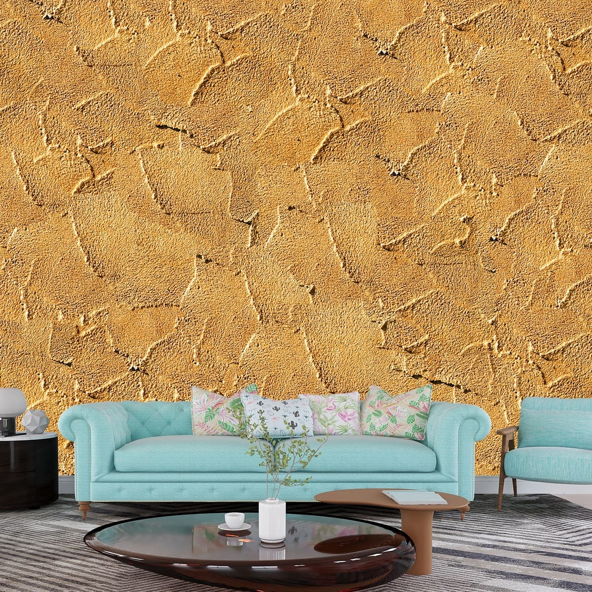 Close-Up Wall Texture Abstract Modern Wall Mural Wallpaper shown in a room