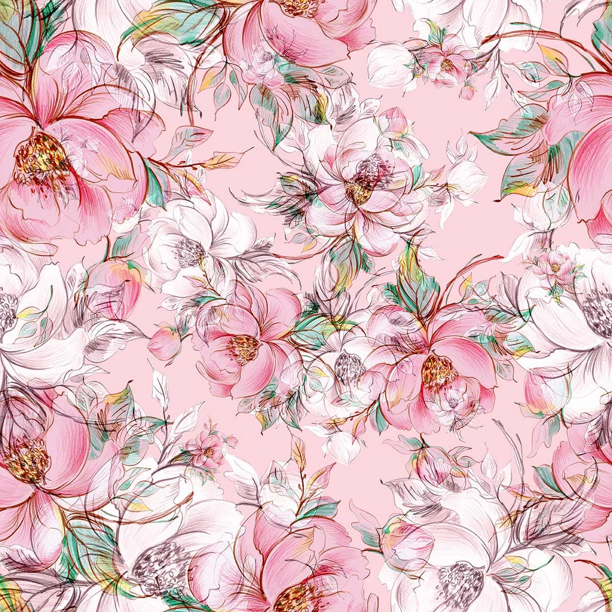 Pink Flower Pattern Wallpaper Mural pattern detail