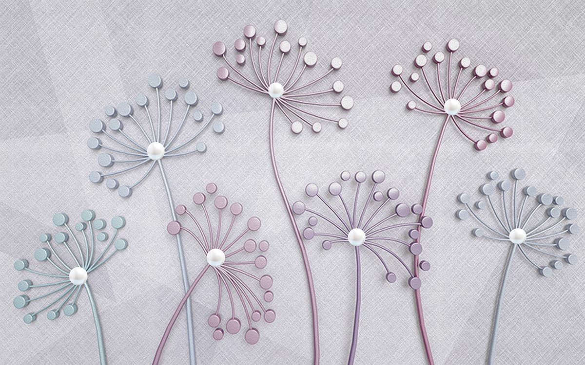 A group of flowers with pearls pattern detail