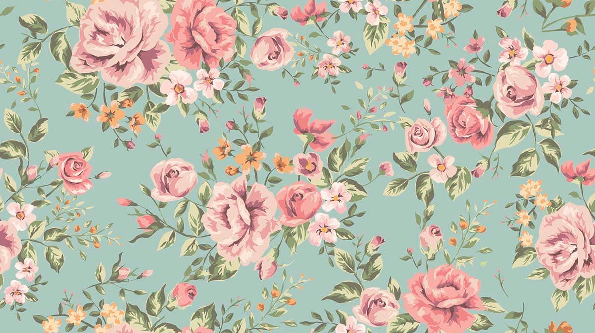 Pink and Orange Flower Wallpaper pattern detail