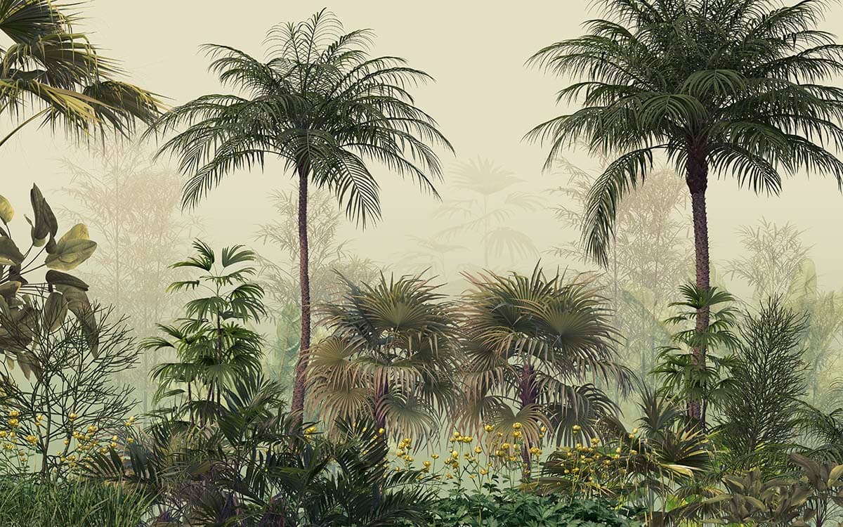 Tropical Palm Trees and Plants Wallpaper pattern detail
