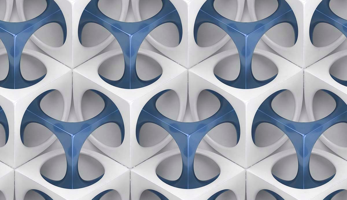 A group of white and blue cubes pattern detail