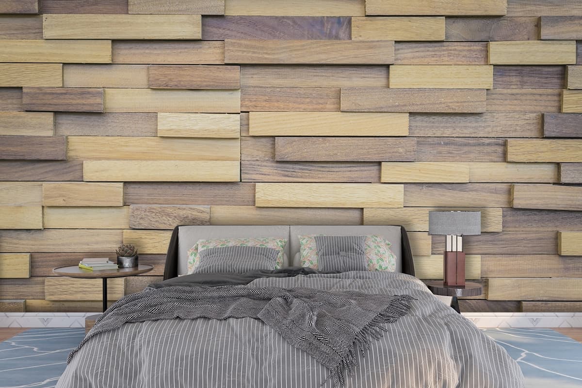 Wooden Wall Texture Rustic Natural Wall Mural Wallpaper shown in a room