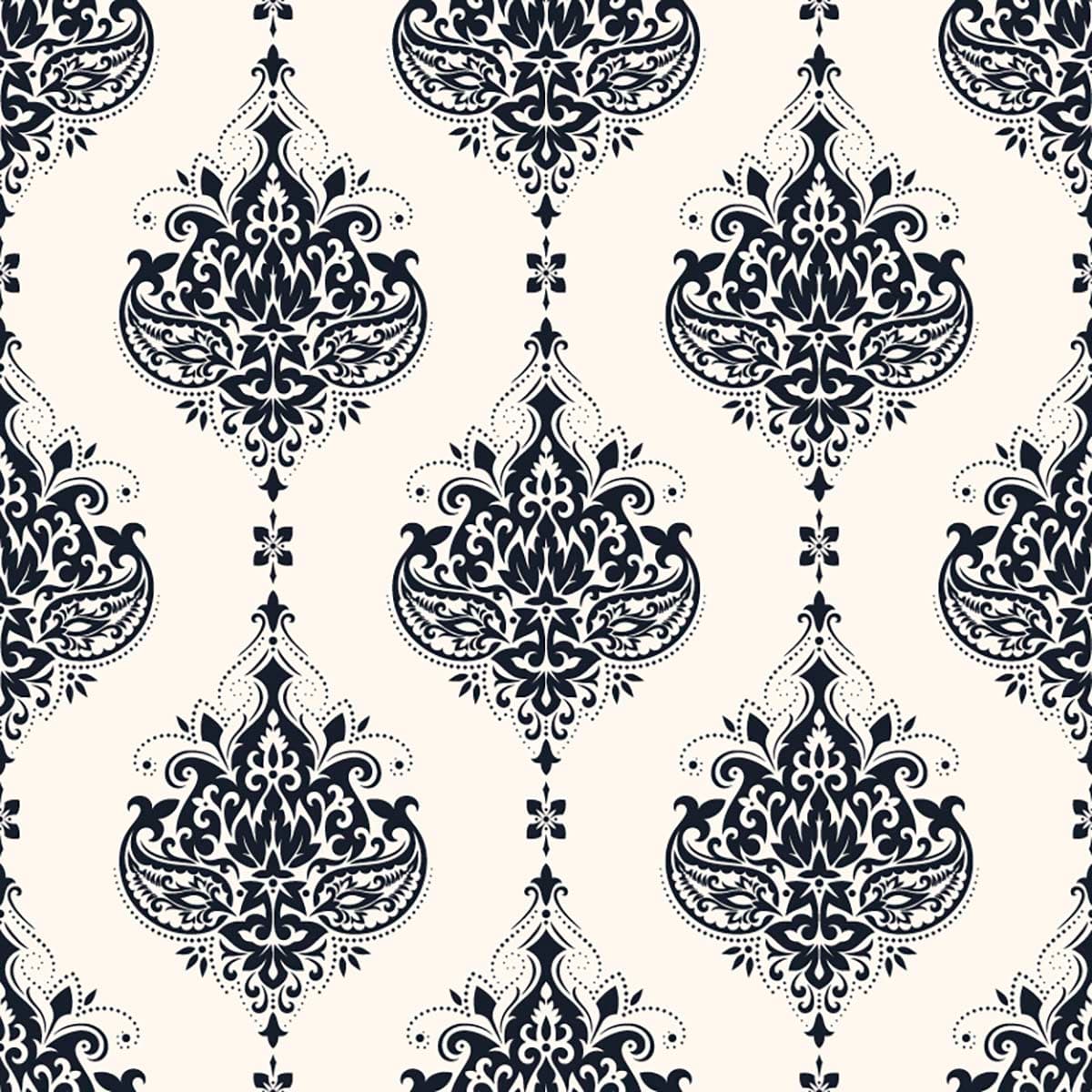 Black and White Paisley Pattern Wallpaper pattern detail