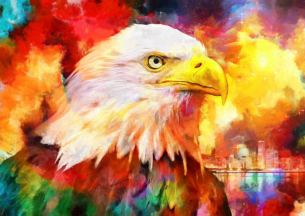 Majestic Colorful Eagle Artistic Wildlife Wallpaper pattern detail