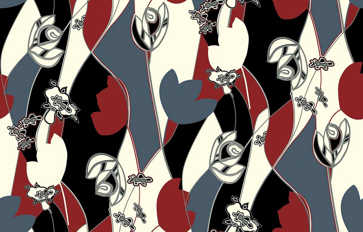 A pattern of flowers and lines pattern detail