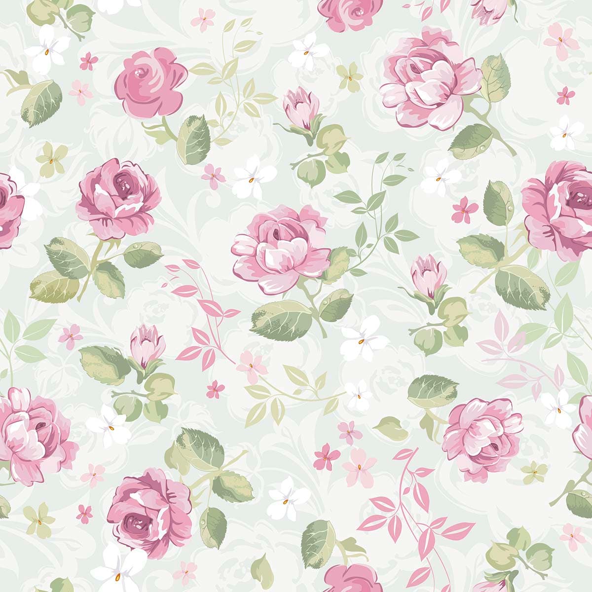 Watercolour Pink Roses Motifs Wallpaper for Bedroom pattern detail