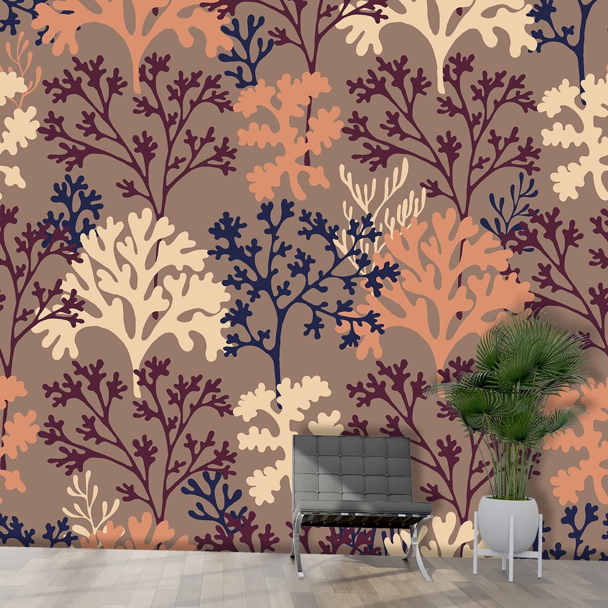 Brown Leaf Wallpaper For Walls shown in a room