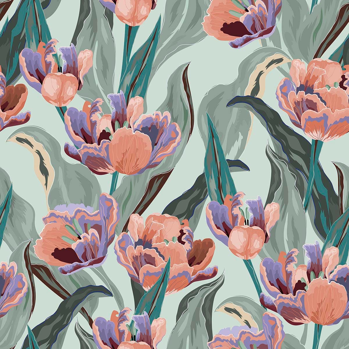 Floral Pattern Wallpaper - Flowers and Leaves pattern detail