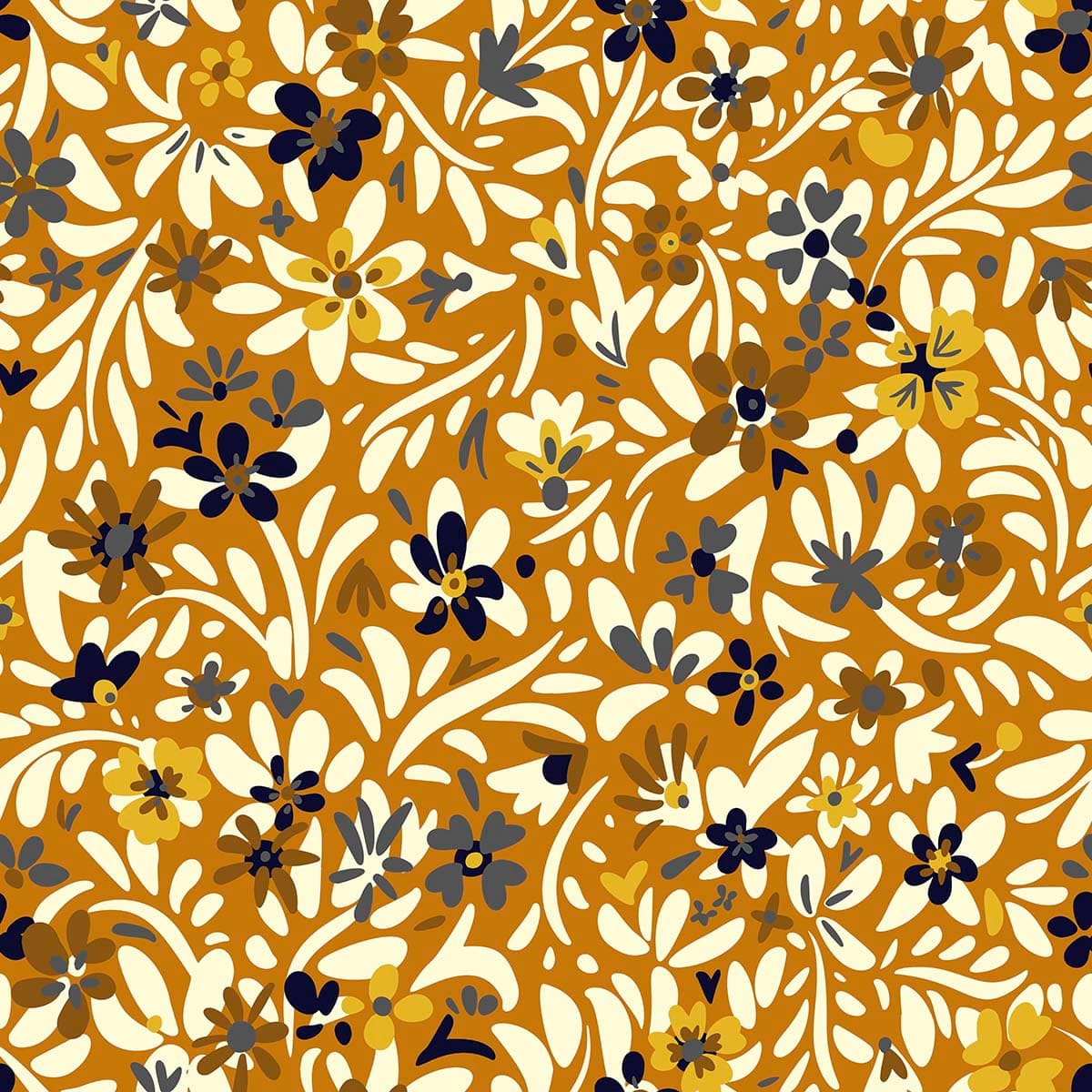 A Retro Blossom Wallpaper Mural Blooms and Foliage pattern detail