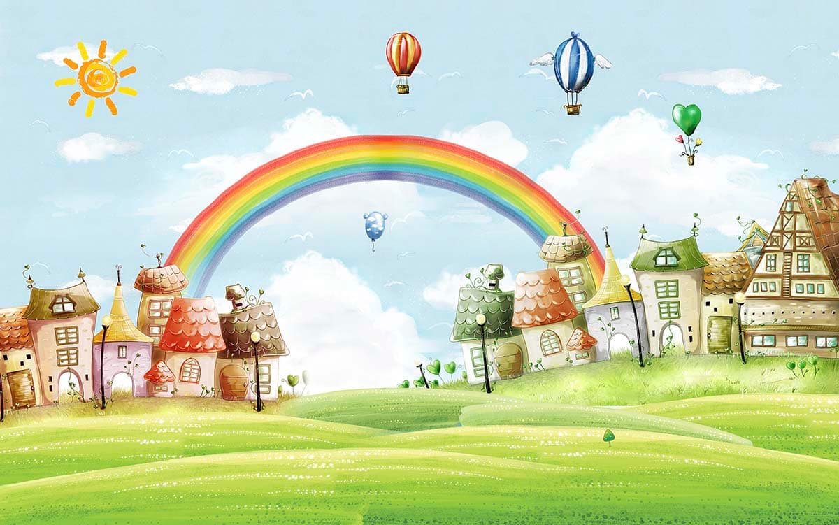 Soft Pastel Storyland Wallpaper pattern detail